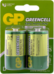 Батарейки солевые GP GreenCell 13G типоразмера D 2 шт на блистере