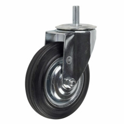 Колесная опора 100мм болт, поворотная, черная резина, роликоподшипник