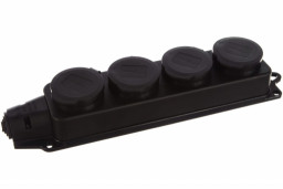 Колодка 4-м однофазная с заглушками каучук UNIVersal