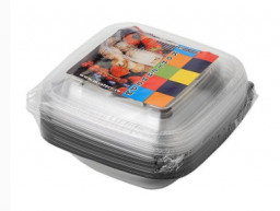 Контейнер с крышкой одноразовый квадратный 126х126х50 мм 375 мл 5 шт черный