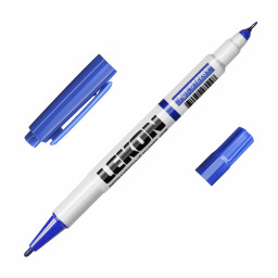 Маркер перманентный двухсторонний фетровый 0,5-1мм синий LEKON DUO