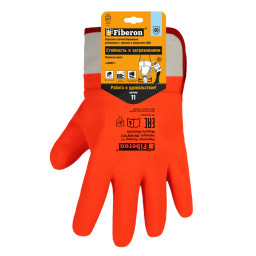 Перчатки утепленные, манжета-крага хлопок+флис, ПВХ покрытие Fiberon