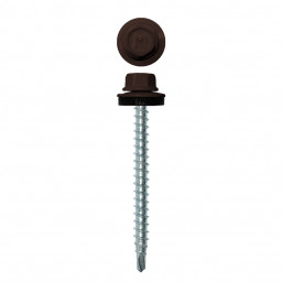 Саморез 4,8*50 сверло,гол.шестигр.с шайбой, RAL 8017 (Шоколадно-коричневый) Pront