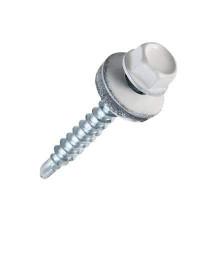 Саморез 4,8*50 сверло,гол.шестигр.с шайбой, RAL 9003 Сигнальный белый Pront