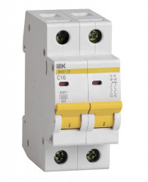 Выключатель автоматический 2Р 16А 4,5кА характеристика C ВА47-29 IEK