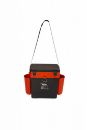 Ящик рыболовный зимний 19 л, черный/оранжевый с карманами КРЕПЫЖ